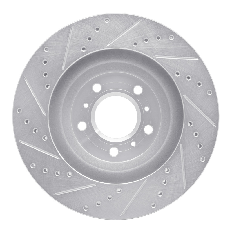 Buick Lucerne Brake Rotor (1) - Front Right - R1 Concepts - Drilled & Slotted - Silver - `06-`16